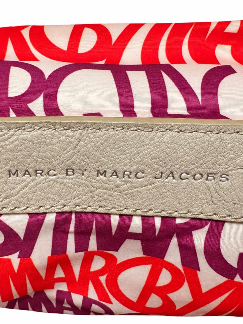 Marc by Marc Jacobs Two-Tone Leather Crossbody Bag Red Gray Cream Vintage Y2K - Picture 6 of 12